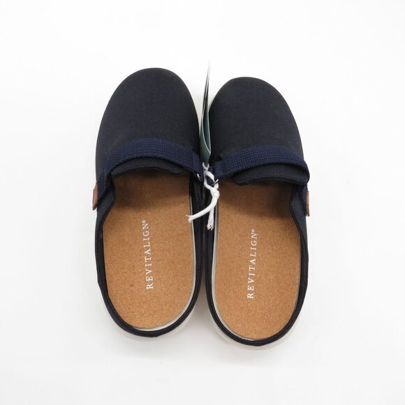 Revitalign Women's Navy Orthotic Clogs Adjustable Strap Cork Footbed 6 Wide NEW - Picture 6 of 7